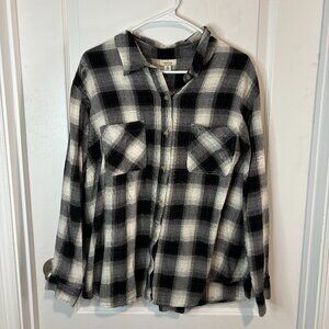 a.n.a Black and White Plaid Button-Down Shirt